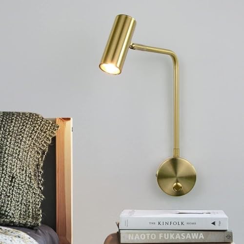 Aplique de Pared Moderno con luz de Lectura LED de 7 W, Brazo Largo Ajustable y Giratorio, Interruptor de Encendido y Apagado, Foco Industrial cableado, lámpara de Pared de Estilo rústico para s