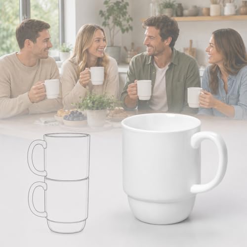 Set de 4 tazas apilables de porcelana 16 oz