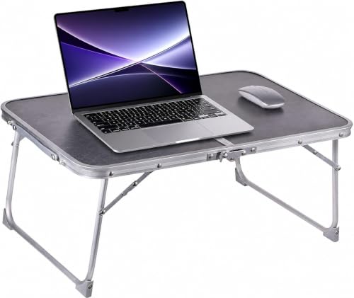 Image of Foldable Laptop Desk, Portable Bed Table with Hidden Storage, Gray
