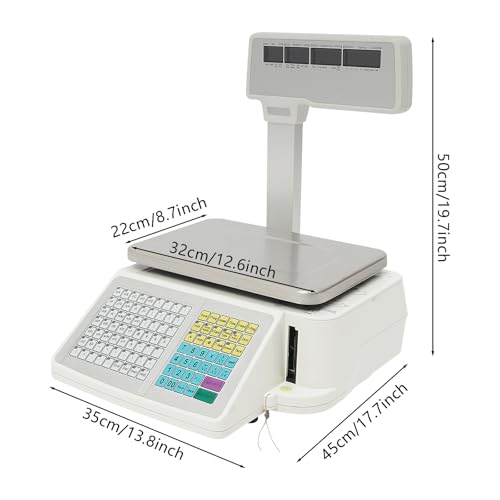 Báscula Comercial Digital con Impresora Térmica y Pantalla LCD Doble miniatura 4