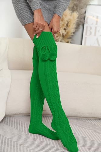 Image of YELAIVP Women's Thigh High Socks - Extra Long Cable Knit Over the Knee Socks and Leg Warmers