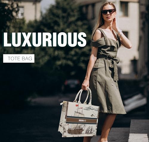 Image of Lyrovo Canvas Tote Bag for Women Purse Handbag