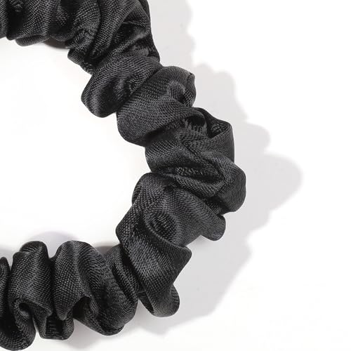 Image of 40 pcs Satin Hair Scrunchies for Women, Softer than Silk Scrunchies Black Satin Hair Ties Both for Thick and Thin Hair Ponytail Holders, No Damage No Crease Hair Ties Accessories for Girls