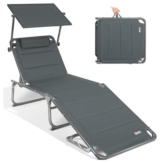 Homecall - Tumbona plegable XXL con parasol, espuma de secado rápido, Antracita