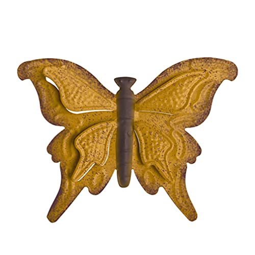 Cabilock Yellow Metal Butterfly Wall Art Inspirational Wall Decor Sculpture Hanging Butterfly Ornament for Indoor Outdoor Home Bedroom Living Room Office Garden
