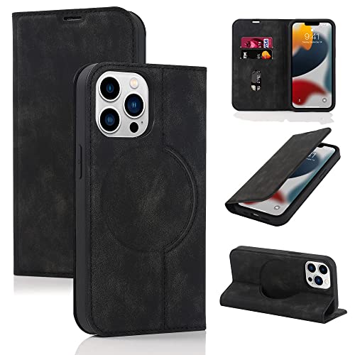 Étui portefeuille en cuir magnétique pour iPhone 14 Plus et charge sans fil