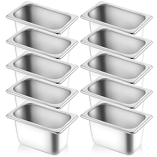 Comparison: 9 Pan Kitchen 3 Thenshop 10 Pcs 1/9 Size 4 Inch Deep Hotel Pan Stainless Steel Steam Table Pan Commercial Metal Food Catering Tray for Hotel, Restaurant, Buffet, 0.8 mm Thick, 6.9 L x 4.3 W(Standard Style)