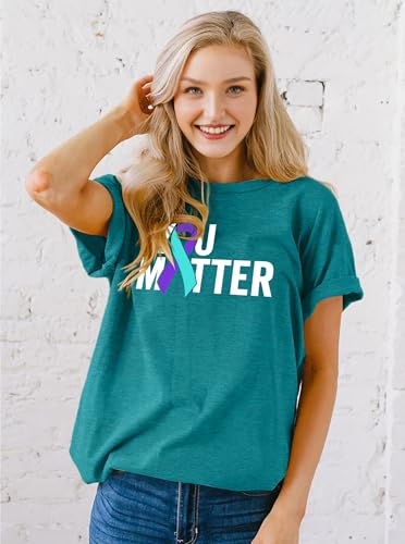 Women Suicide Awareness Shirt You Matter Print Tshirt Suicide Prevention Short Sleeve Tops3