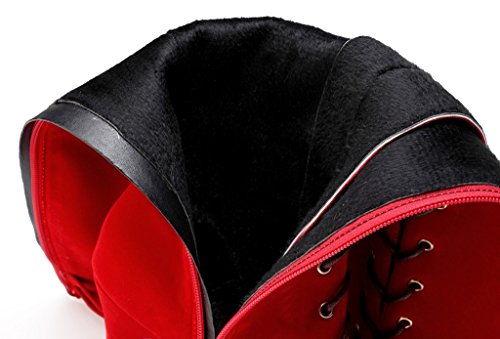 Image of getmorebeauty Womens Knee High Boots Suede Buckle Rock Lace Up Zipped Thigh High Heel Boots
