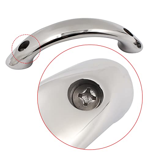 SHENGHUISS 6.5\"(165MM) Boat Grab Handle Solid 316 Stainless Steel Marine Grade Heavy Duty Grab Bar Handrail W/Screws - Thumbnail 4