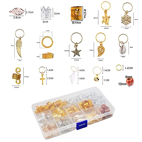 zalati Dreadlock Beads 238pcs Jewellery Cuffs Aluminium Adjustable Metal with Storage Box for Hair Styling DIY - Multi-Style - Image 3