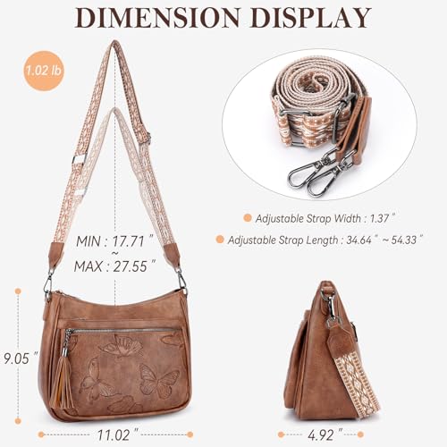 Image of BELTANA Crossbody Bags for Women Trendy Vegan Leather Hobo Purses Medium Butterfly Cross Body Purse with Wide Strap | Adjustable Strap