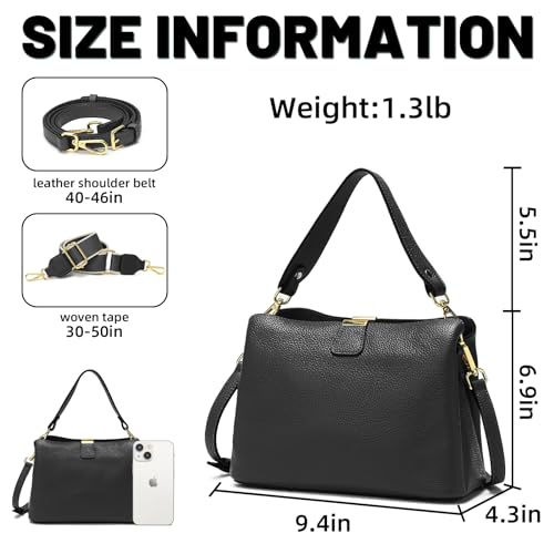 Image of Small Women Soft Genuine Leather Shoulder Bag Crossbody Purses for Lady Bucket Handbag