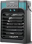 Portable Air Conditioner Cooling Fan with Remote, Quiet with 3 Speeds, 1200ml Personal Air Cooler Fan with 3 Mist, 7 Night Light, 8H Timer, Small Air Conditioner for Bedroom Office