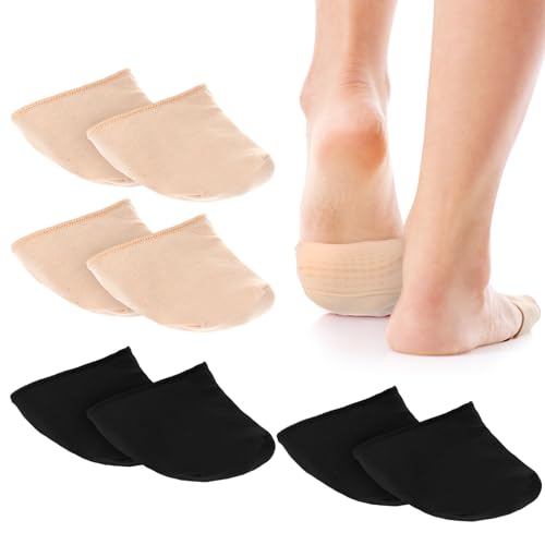 4 Pairs Toe Sock Womens for Mules, Toe Topper Socks Women No Show Liner Half Sock, Invisible Non-slip Seamless Half Mule Socks for Womens Flat Mules(Skin Color + Black)
