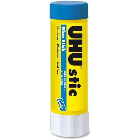 Uhu Colored Glue Stick, 1.41oz Blue, rubs on Blue & Dries Clear, Washable, Solvent Free, Screw on Cap, Pack of 12, 9U 99653 Cover