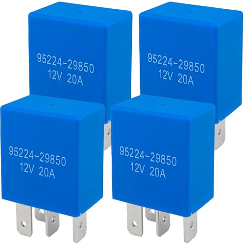 4-Pack Relay 95224-29850, 12V 20A 4-Pin Blue Multi-Use Power Relay,