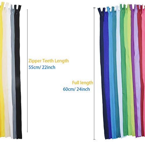 40Pcs Nylon Invisible Zippers Sewing for Tailor Sewing Crafts, Dresses, Skirts, Pillows DIY Crafter\'s Special (Mixed Color/ 22inch)