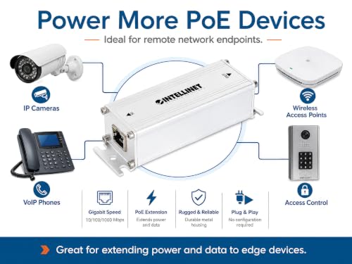 Intellinet Gigabit PoE++ Extender Repeater, 802.3bt, 65W, IP30 | IEEE 802.3af/at/bt compliant, 10/100/1000 Mbps pass-through, wall mount, short-circuit and overload protection miniatura 3