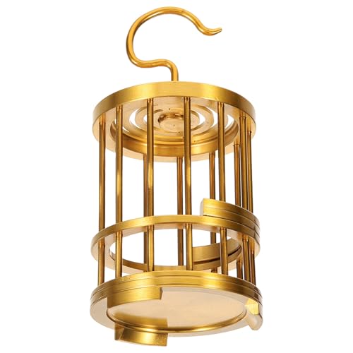 HAKIDZEL Jaula Jaula Decorativa Práctica de Latón Dorado Colgante Diseño Elegante y Seguro para Pájaros y Mascotas Pequeñas para Interiores y Exteriores