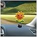 Shaking Sunflower Dashboard Decorations Car Accessories, Smiley Handmade Knitted for Car Interior Home Office Desk Decoration