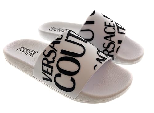 VERSACE JEANS COUTURE Womens White Logo Print Slide Sandals-EU38