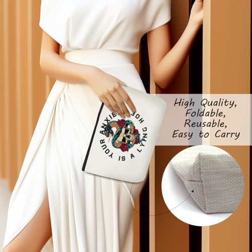 Mental Health Makeup Bag Cosmetic Bags Skull Decor Travel Toiletry Bag Mental Health Gifts Zipper Pouch Inspirational Gifts for Women Girls Sisters Psychologist Therapist Counselor Medical Personnel3