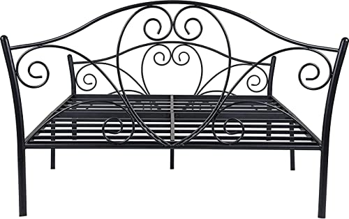 Image of APRODZ Iron King Size Bed Without Storage | Wrought Iron King Size Cot | Double Bed King Size for Bedroom with Headboard and Footboard Without Mattress (78X72 Comforta)