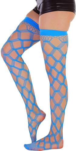 Image of ToBeInStyle Women's Multi-Strand Large Diamond Fence Net Thigh High Stockings
