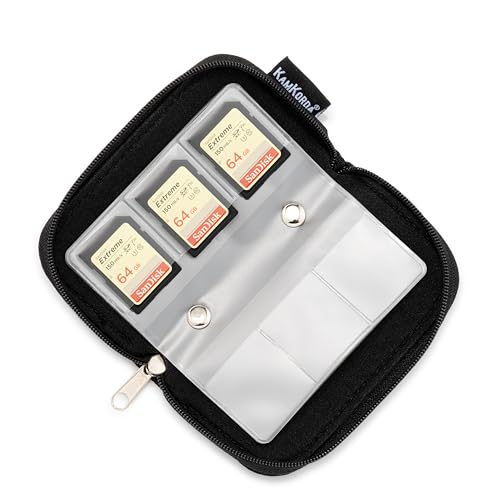 SD Card Holder Case 22 Slot Memory Card Wallet for SD Micro SD CF SIM Black Durable Travel Storage Organiser