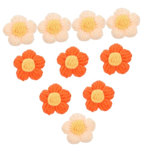 OUNONA 10個 手作り毛糸花アクセサリー ヘッドドレス ブローチ用ヘアピン 橘色 肌色 かわいい花モチーフでジュエリーや携帯装飾にも