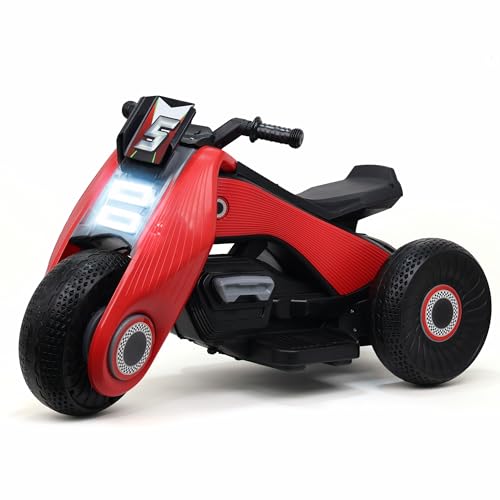 Image of Chanak Electric Kids Bike, 6V Rechargeable Battery Electric Ride-On Toy Bike, Electric Bike for Kids with Three Wheel, Wide Tires & Handlebar Control, Kids Scooter for Girls & Boys 3+ (Red)