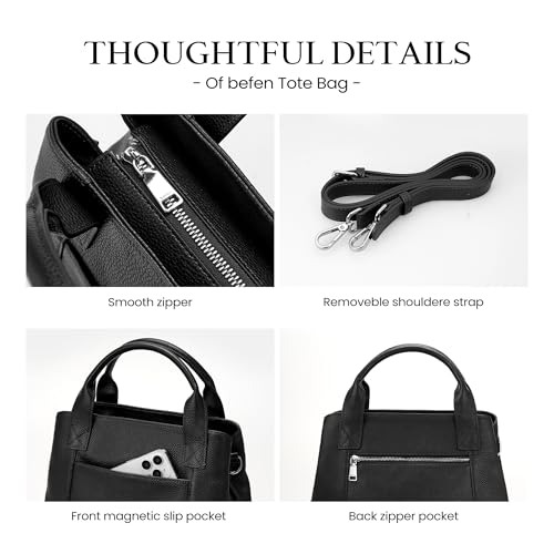 Image of befen Genuine Leather Handbag for Women Small Soft Satchel Tote Bags Crossbody Shoulder Purses with Zipper
