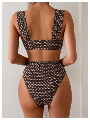 SOLY HUX Women's Printed High Waisted Bikini Set 2 Piece V Wired Bikini Set Beach Wear2