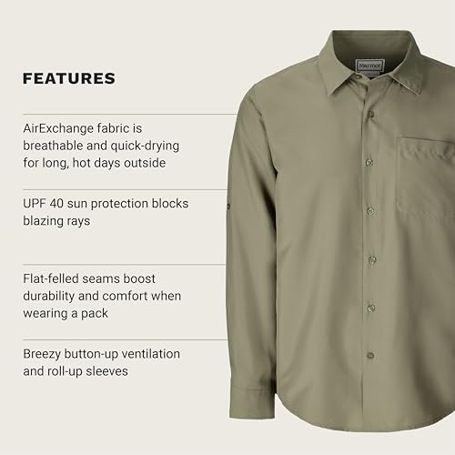 Image of Marmot Men's AirExchange UPF 40 Long Sleeve Shirt - Lightweight, Breathable, Quick-Dry