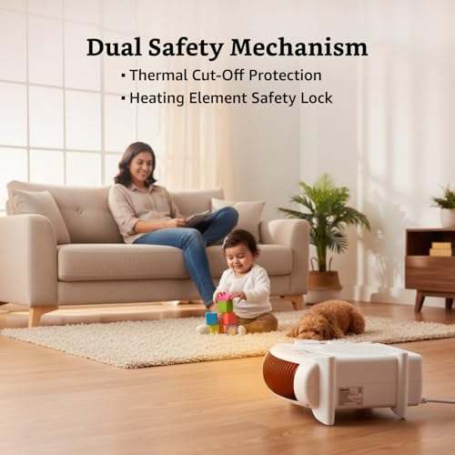 Image of Amazon Brand - Solimo 2000 /1000 Watts Room Heater with Adjustable Thermostat (ISI certified, Beige colour, Ideal for Small to Medium Room / Area)