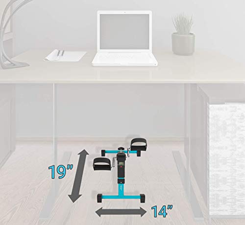 Aduro Sport Foldable Pedal Exerciser, Stationary Under Desk Exercise Equipment for Arm/Leg/Foot Peddler Exercise (Teal/Black)