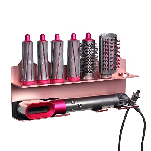 Wall Mounted Holder for Dyson Airwrap Styler Accessories Storage Stand Rack Bracket with Adhesive for Home Bedroom Bathroom Organizer (Pink)