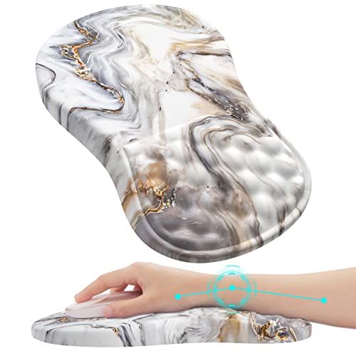 Icasso Ergonomic Mouse Pad Wrist Support, Wrist Rest, Comfortable Computer Gel Mouse Pad For Laptop, Memory Foam,Pain Relief Mousepad With Non-Slip Pu Base For Office Home (White Marble) #TOP24