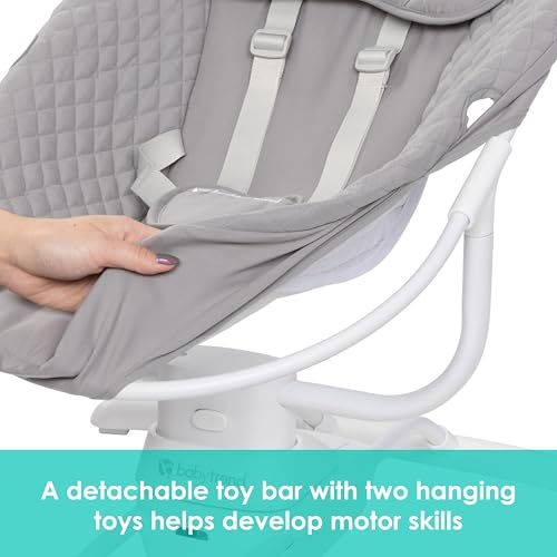Baby Trend Sit N’ Sway Portable Swing – 3 Sway Speeds, 8 Melodies, Plug‑in or Battery Use, Remote Control, 5‑Point Harness, Removable Headrest & Toy Bar – Dash Grey - image 9