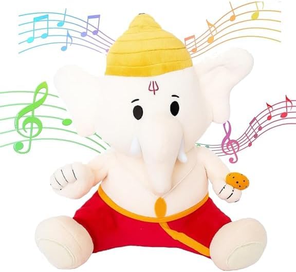 MODI TOYS Baby Ganesh (Medium - 11 inch) Mantra Singing Stuffed Plush Toy | Ideal for Newborns, Infants, Toddlers, Grandparents | Best for Diwali, Baby Shower, Birthday | Teddy Bear Panda Elephant