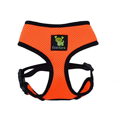 Image of EcoBark Dog Harness - Luxurious Soft Mesh - Eco-Friendly Over the Head Vest Harness - No Pull & No Choke Design - Padded Breathable Body Halter - Large Puppies & Medium Breeds (XL, Orange)