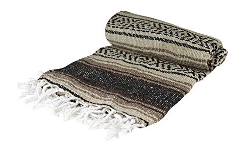 Authentic 6' x 5' Mexican Siesta Blanket (Brown)