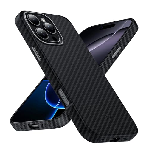 Phoneaura MagCase Deluxe Carbon Hülle für iPhone 16 PRO kompatibel mit MAGSAFE I Carbonhülle iPhone 16 PRO I Schutzhülle + Glas I Case I Handyhülle (Carbon Optik +2 Schutzgläser +1 Kameraglas)