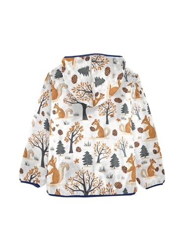 Forest Squirrels Pine Cones Girls Fleece Jacket Girls Fall Jacket Boys Coats Zip Up Hoodie Children Outerwear 2-10T2
