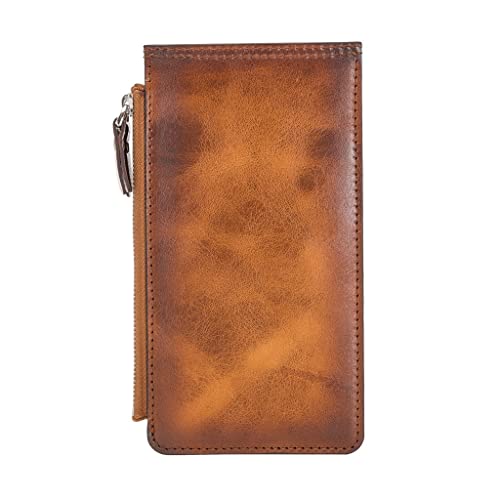 Full Grain Leather Wallet Handmade V Wallet for Men/Women with Zipper Closure, Clear ID Window and Card Holders (Russet)2
