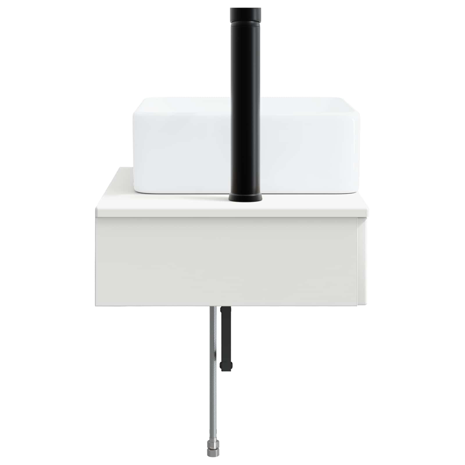 Lavabo da parete bianco in legno 50 x 41 x 39 cm con scarico rapido, accessori di montaggio per mobili da bagno, WC degli ospiti, ristrutturazione del bagno, lavandino