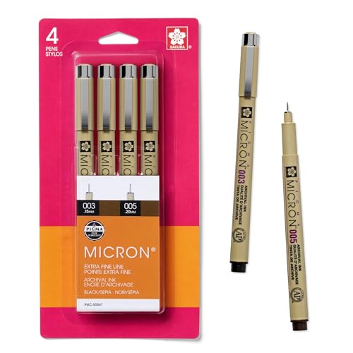 Image of SAKURA 50047 Micron 003 /005 4Pc Set Fine Tip Pen,Black