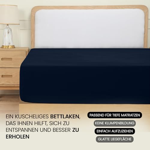 Utopia Bedding - Spannbettlaken 100x200cm - Marineblau - Gebürstete Mikrofaser Spannbetttuch - 35 cm Tiefe Tasche 4