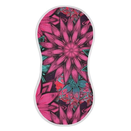 MCHIVER Floral Blossom Bloom Magenta Baby Burp Cloths Cotton Washcloths Super Soft Absorbent Burping Rags for Baby Girls Boy Burpy Cloth Bib 2 Pack
